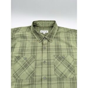 Orvis Mens XL Short Sleeve Button Down Shirt Green Outdoor Fishing Hiking Travel